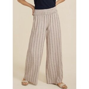 Maurices Striped High Rise Linen Palazzo Pant Womens XL Vacation Resortwear